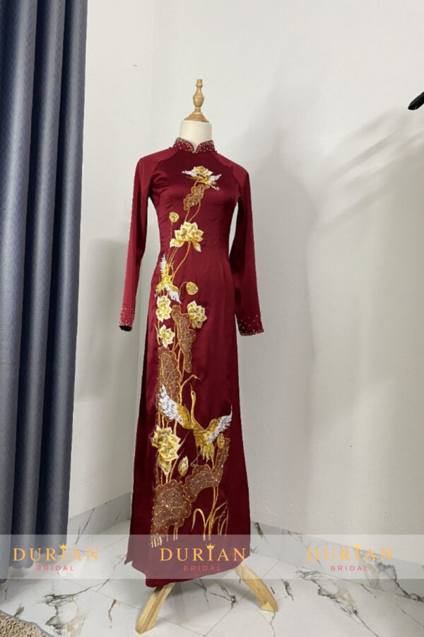Áo dài bà sui đính kết thủ công sang trọng mẫu 3