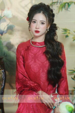 Áo dài ăn hỏi cho cô dâu gấm phúc thọ DR6801 mẫu 1