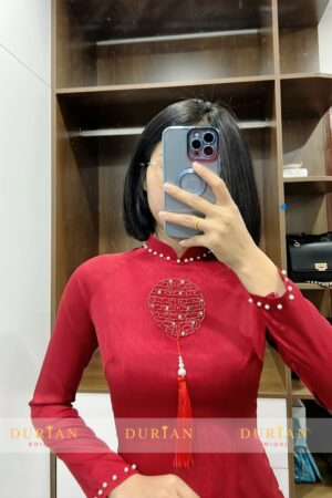 Áo dài ăn hỏi cho cô dâu thêu chữ hỷ DR6805 mẫu 5