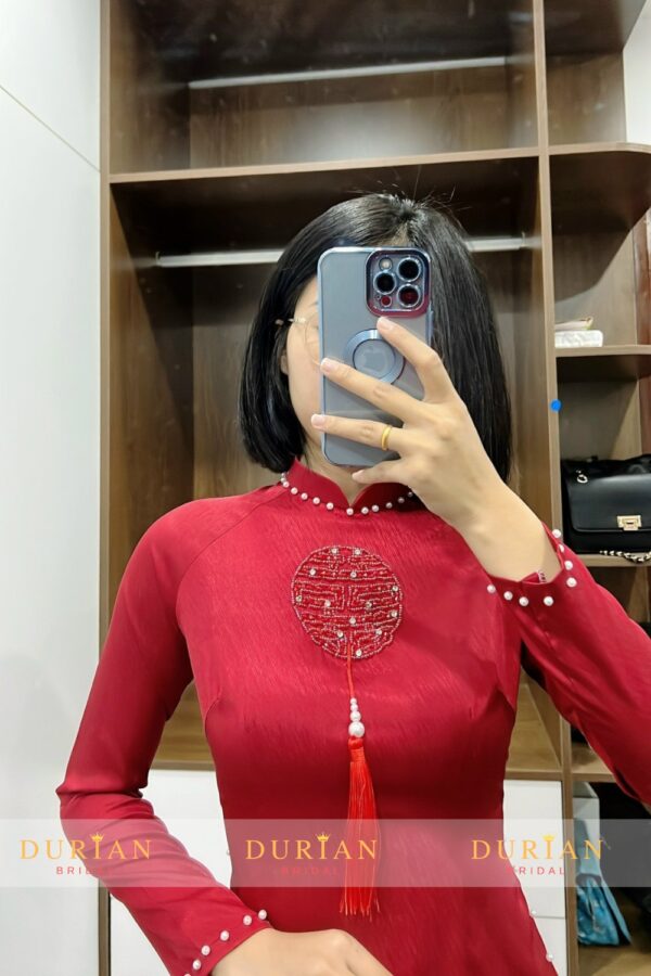 Áo dài ăn hỏi cho cô dâu thêu chữ hỷ DR6805 mẫu 5