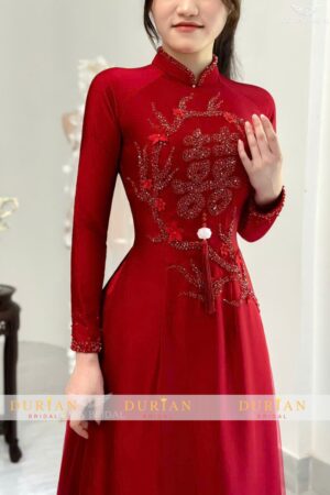 Áo dài cưới cô dâu chú rể đính kết thủ công DR6612