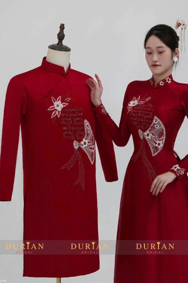 Áo dài ăn hỏi cô dâu chú rể DR6607