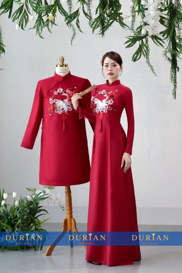 Áo dài cưới cô dâu chú rể DR6613 mẫu 1