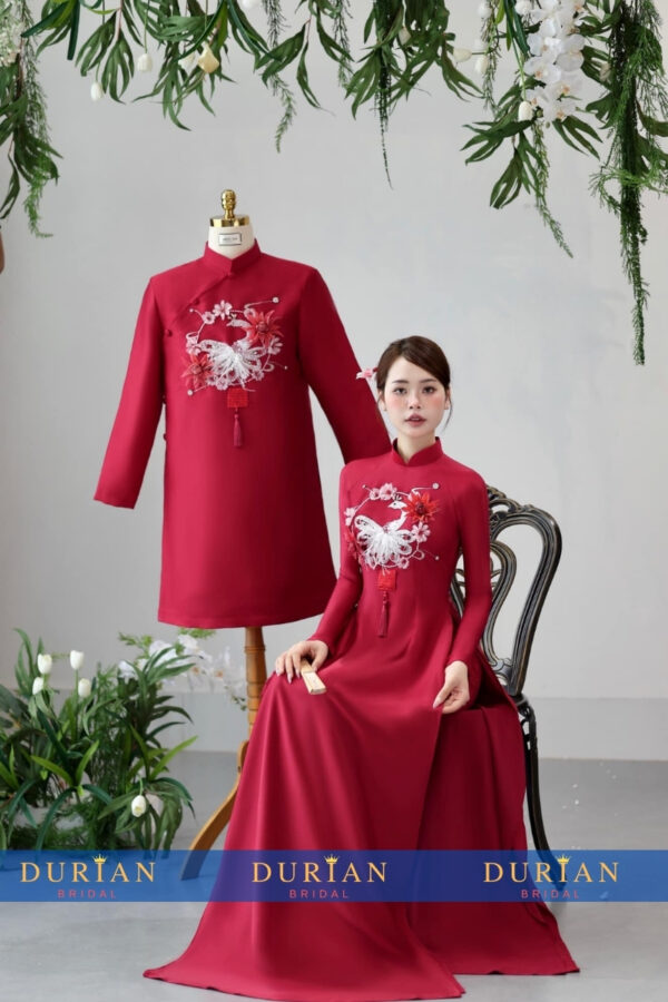 Áo dài cưới cô dâu chú rể DR6613 mẫu 2