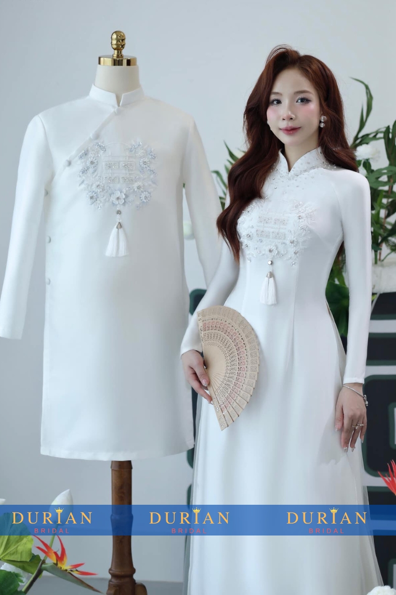 Áo dài cưới cô dâu chú rể DR6626 mẫu 1