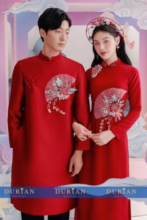 Áo dài cưới cô dâu chú rể DR6628 mẫu 3