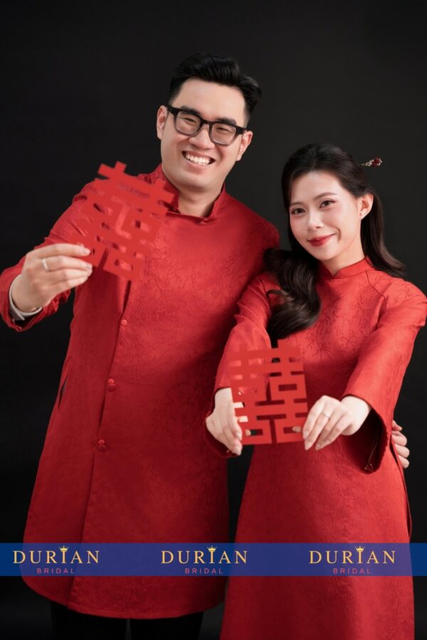 Áo dài cưới cô dâu chú rể DR6637 mẫu 1
