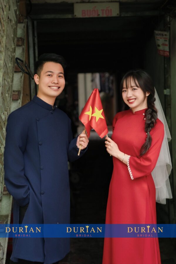 Áo dài cưới cô dâu chú rể DR6639 mẫu 1