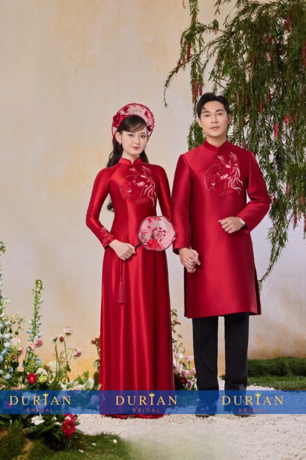 Áo dài cưới cô dâu chú rể DR6642 mẫu 2