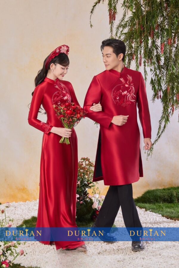 Áo dài cưới cô dâu chú rể DR6642 mẫu 3