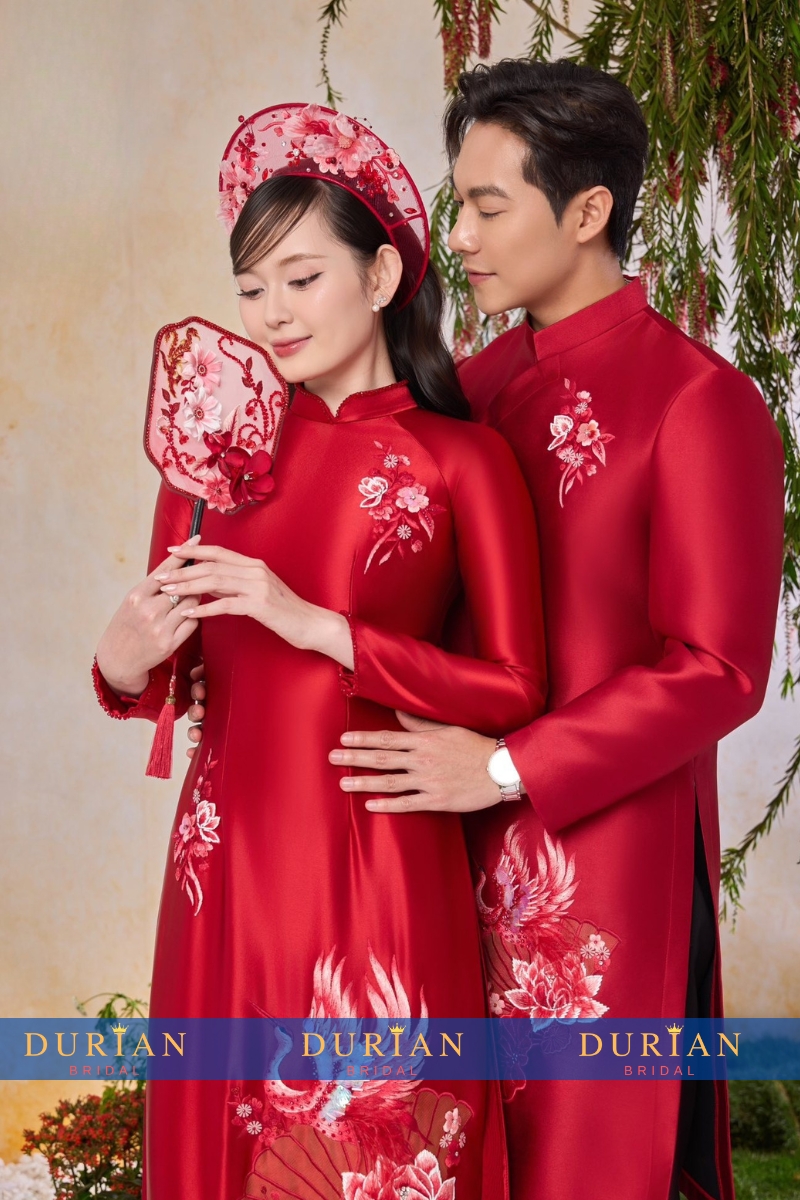 Áo dài cưới cô dâu chú rể DR6645 mẫu 2
