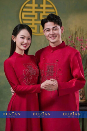 Áo dài cưới cô dâu chú rể DR6666 mẫu 3