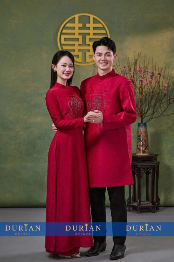 Áo dài cưới cô dâu chú rể DR6666 mẫu 1