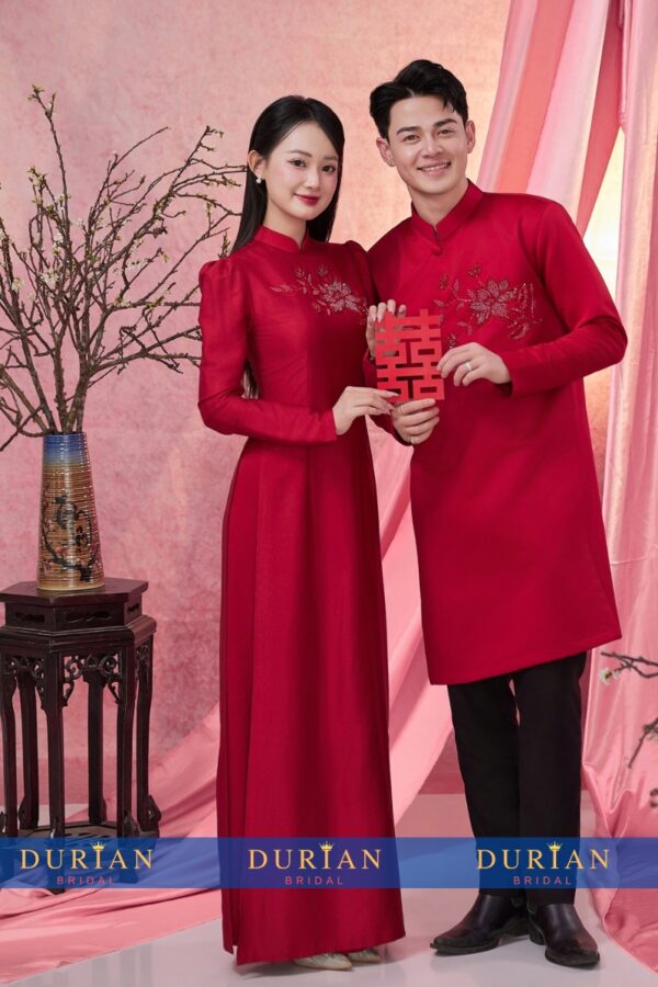 Áo dài cưới cô dâu chú rể DR6667 mẫu 2