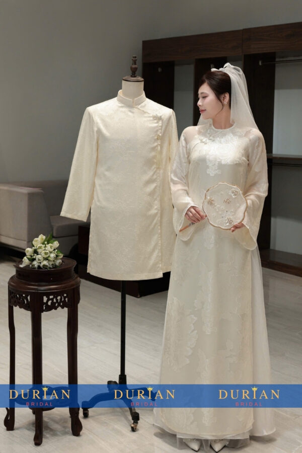 Áo dài cưới cô dâu chú rể DR6669 mẫu 2