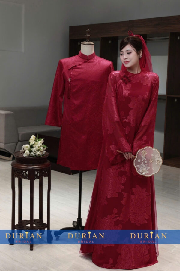Áo dài cưới cô dâu chú rể DR6669 mẫu 1