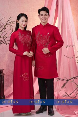 Áo dài cưới cô dâu chú rể DR6671 mẫu 1