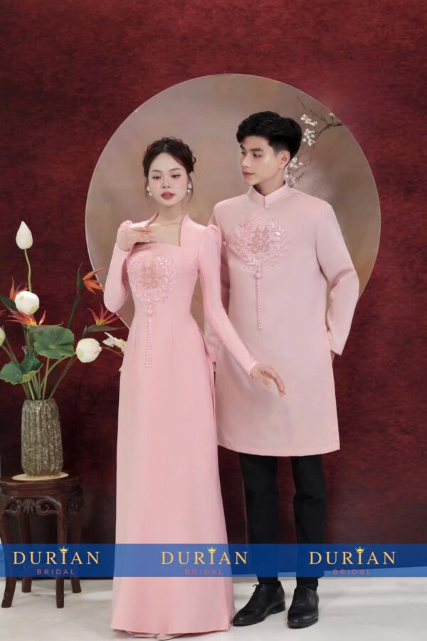 Áo dài cưới cô dâu chú rể DR6676 mẫu 1