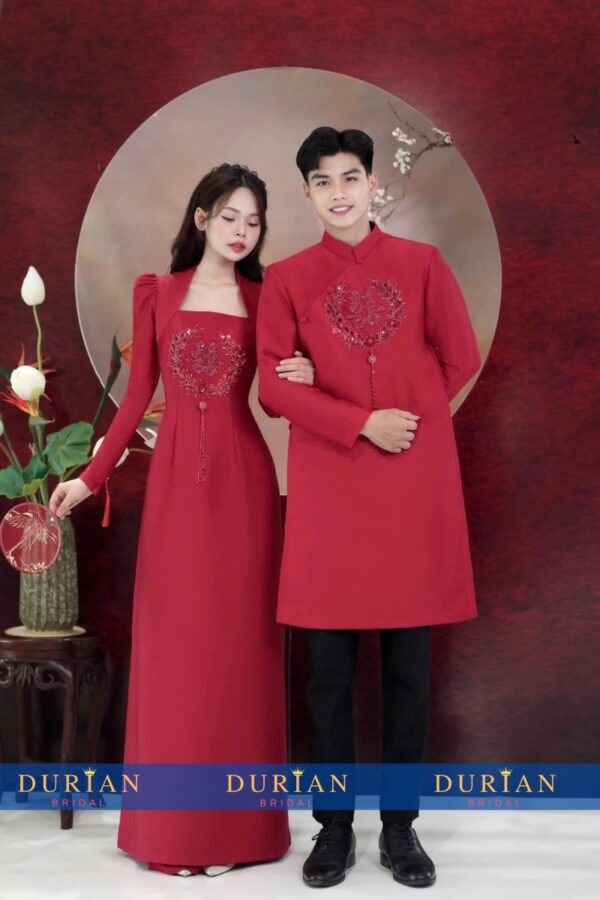 Áo dài cưới cô dâu chú rể DR6676 mẫu 2