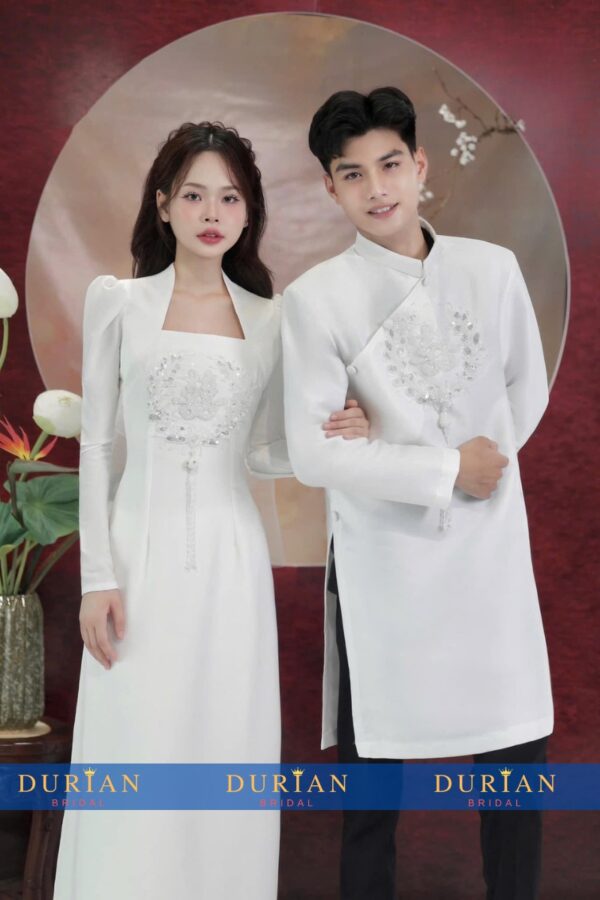 Áo dài cưới cô dâu chú rể DR6676 mẫu 3